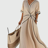 Helena | Robe Maxi Côte Drapée | Maya Deauville