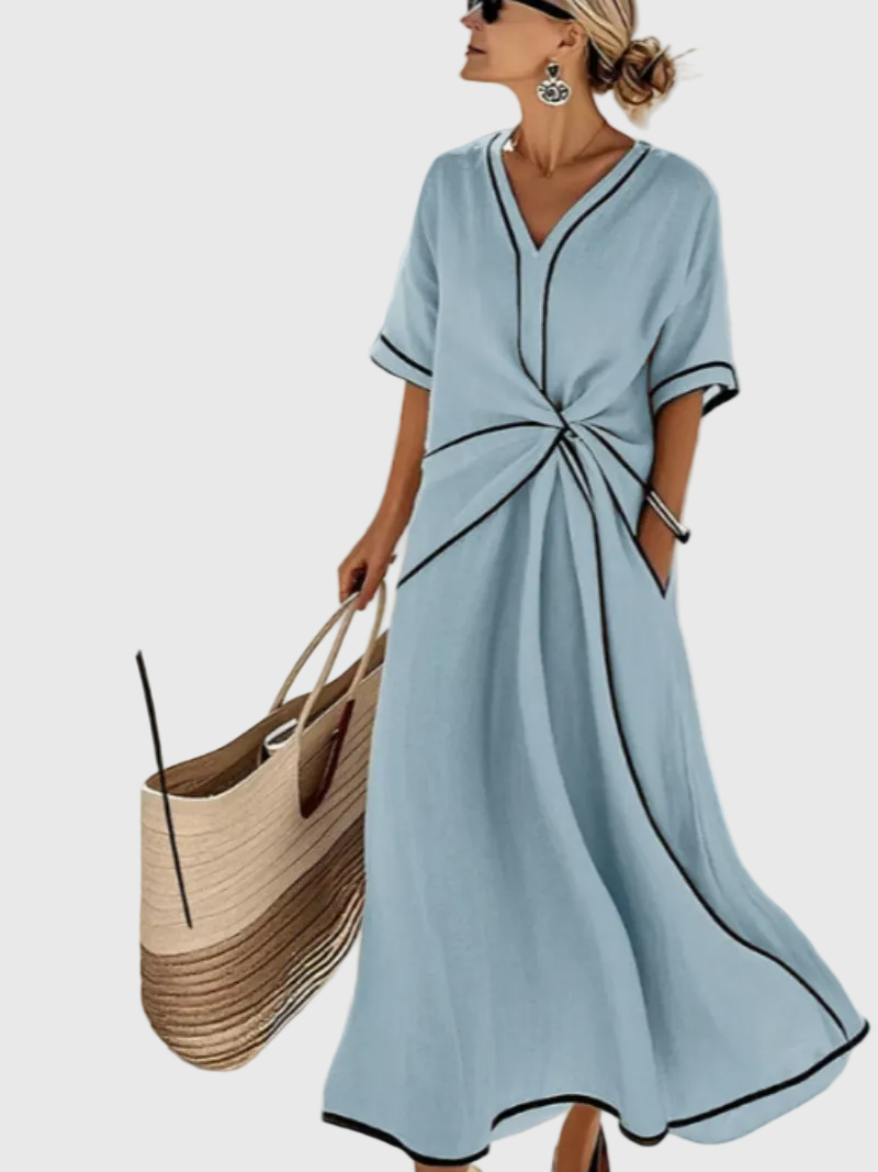 Helena | Robe Maxi Côte Drapée | Maya Deauville