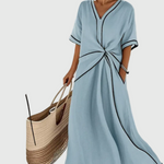 Helena | Robe Maxi Côte Drapée | Maya Deauville