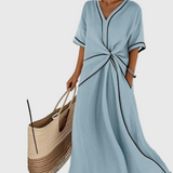 Helena | Robe Maxi Côte Drapée | Maya Deauville