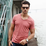 Juleas™ | T-shirt uni col V en coton | Maya Deauville