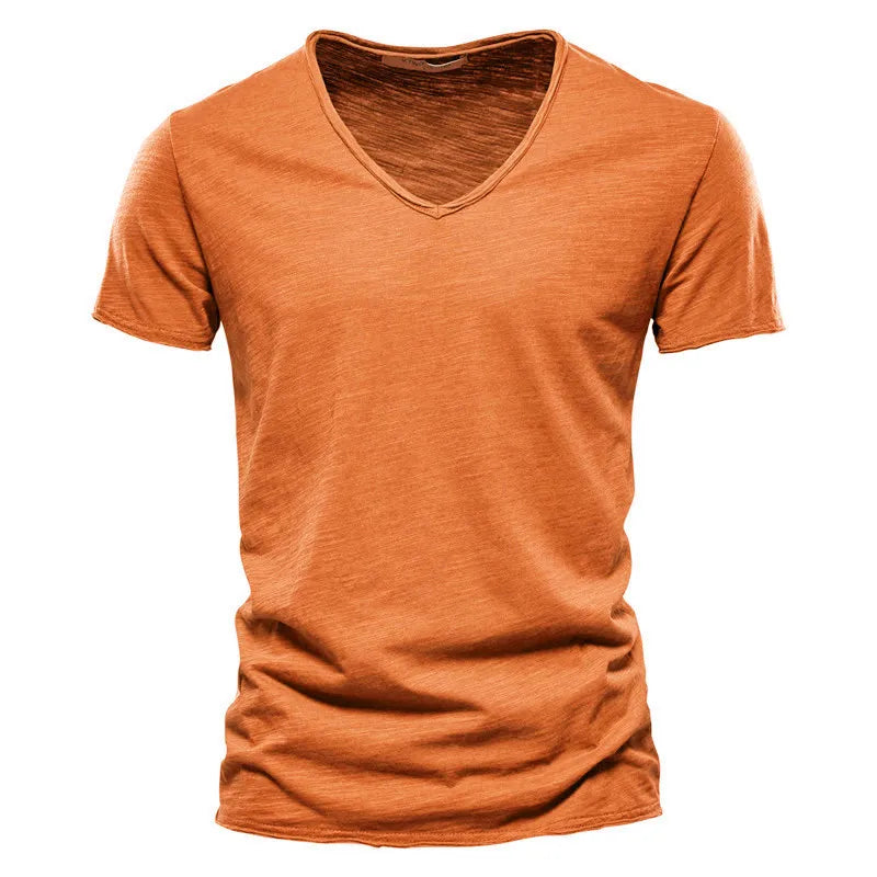 Juleas™ | T-shirt uni col V en coton | Maya Deauville