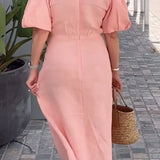 LYNORA | Robe midi élégante à encolure en v | Maya Deauville