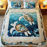 Parure de lit matelassée 3 pièces – Tortues marines