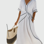 Helena | Robe Maxi Côte Drapée | Maya Deauville
