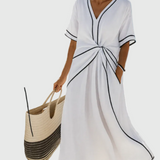 Helena | Robe Maxi Côte Drapée | Maya Deauville