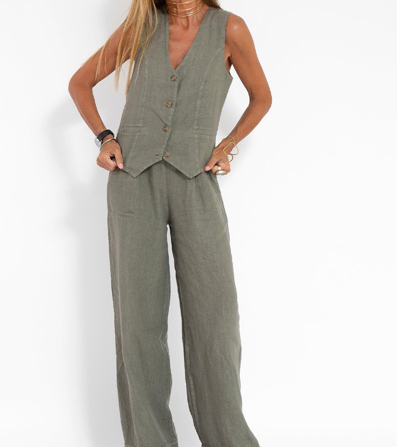 Aira | Ensemble Gilet Boutonné & Pantalon Large | Maya Deauville