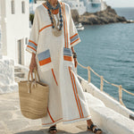 Robe Caftan "Constance" – Bleu de Grèce | Maya Deauville