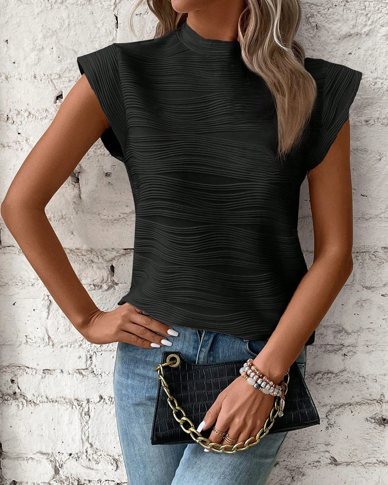 Eva™ | Élégante Blouse à Col Montant | Maya Deauville