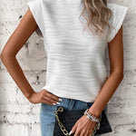 Eva™ | Élégante Blouse à Col Montant | Maya Deauville