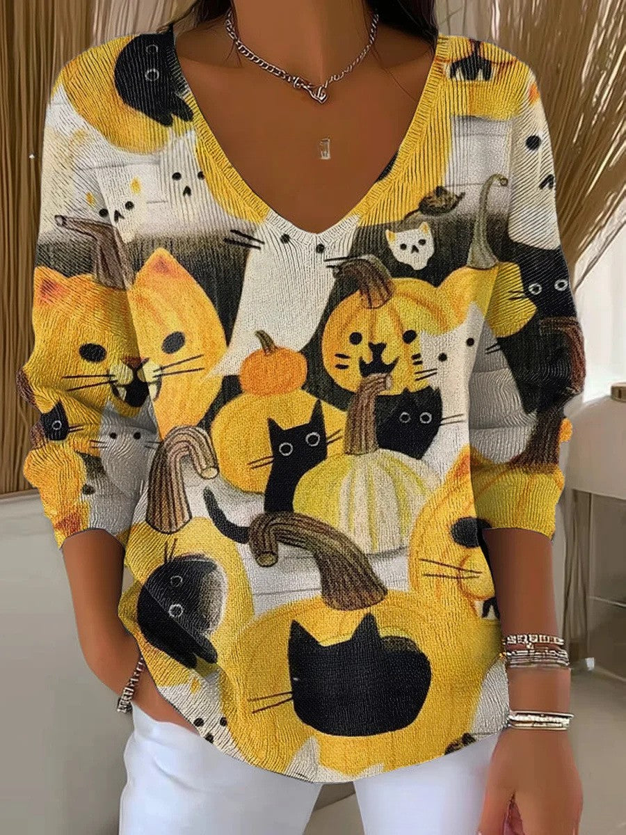 Béatrice – Pull coloré avec col en V | Maya Deauville