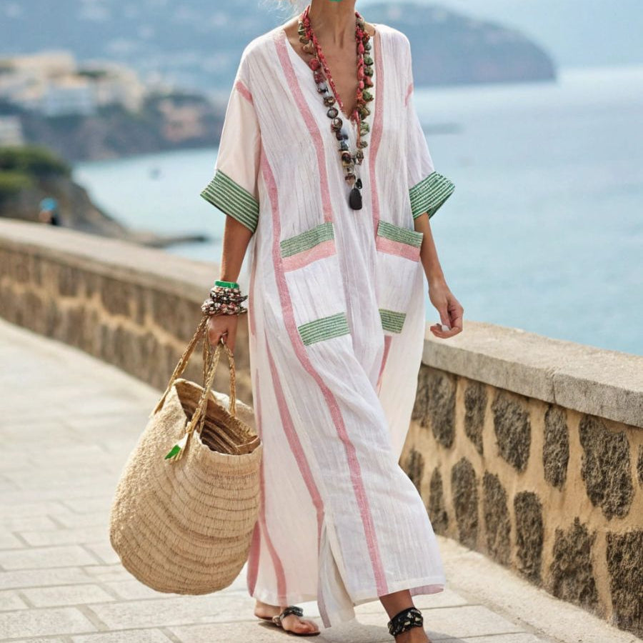Robe Caftan "Charlotte" – Jardin de Mer | Maya Deauville