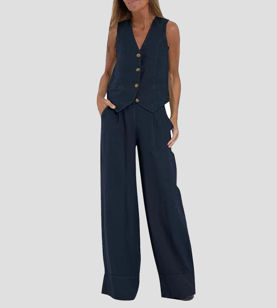 Aira | Ensemble Gilet Boutonné & Pantalon Large | Maya Deauville