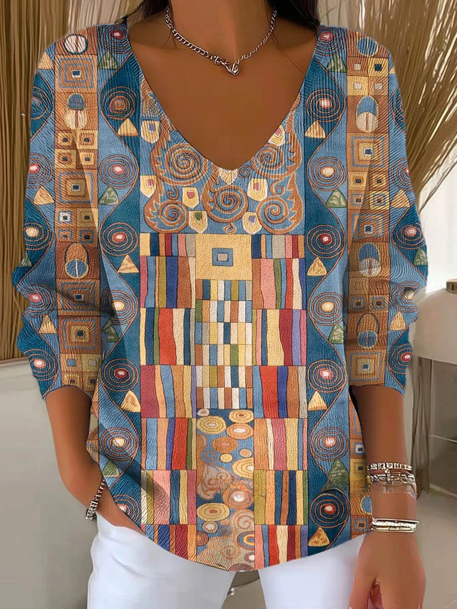 Béatrice – Pull coloré avec col en V | Maya Deauville