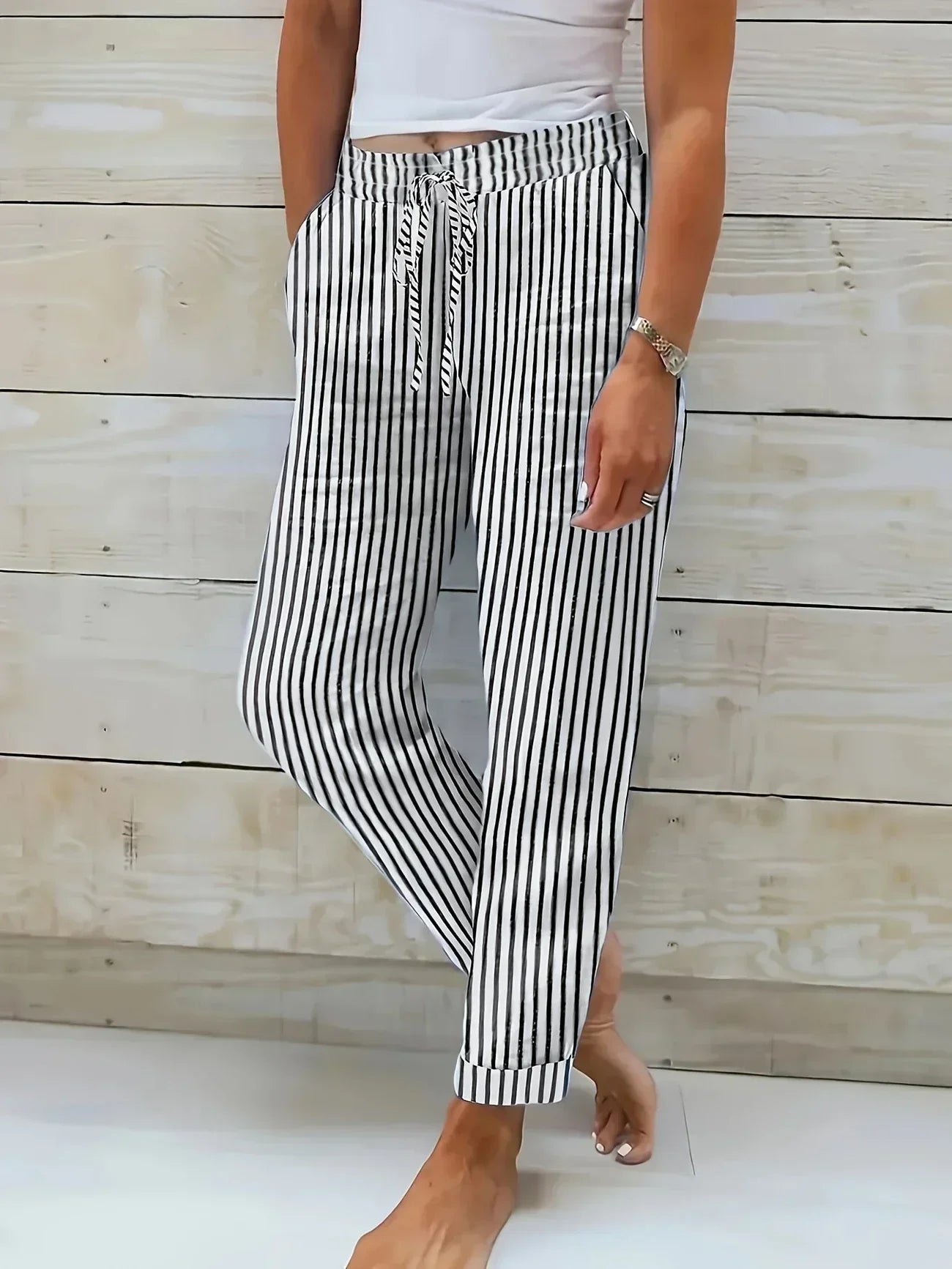 Faye™ | Pantalon rayé léger | Maya Deauville