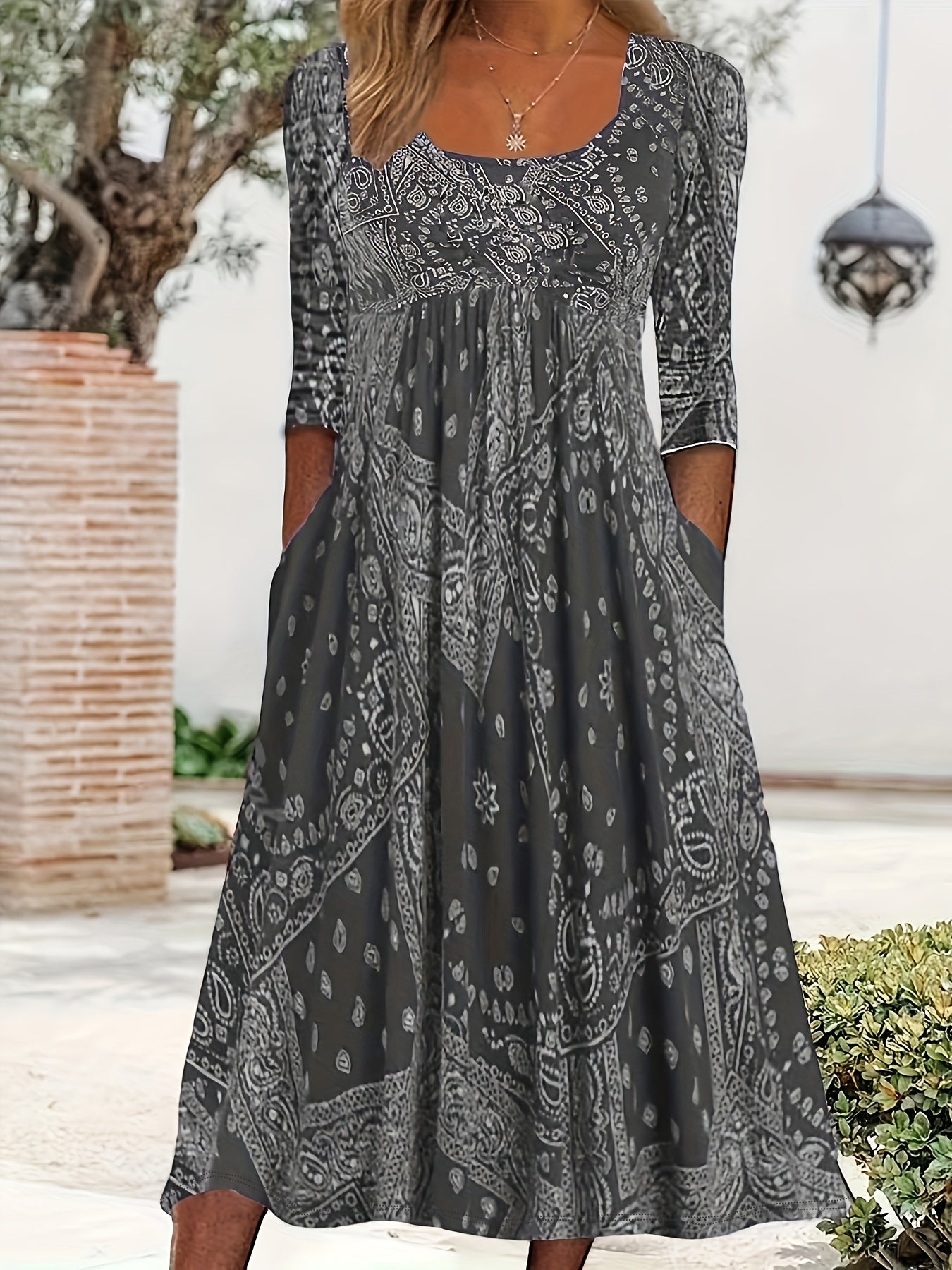 Elowen™ | Robe midi décontractée à manches longues | Maya Deauville