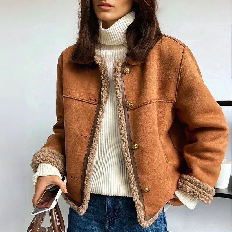 Sophie™ | Veste teddy boutonnée effet daim | Maya Deauville