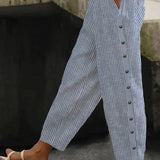 Linaya | Pantalon à Boutons Rayé | Maya Deauville