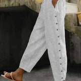 Linaya | Pantalon à Boutons Rayé | Maya Deauville