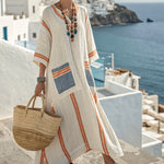 Robe Caftan "Alix" – Orange & Bleu d’Oia | Maya Deauville
