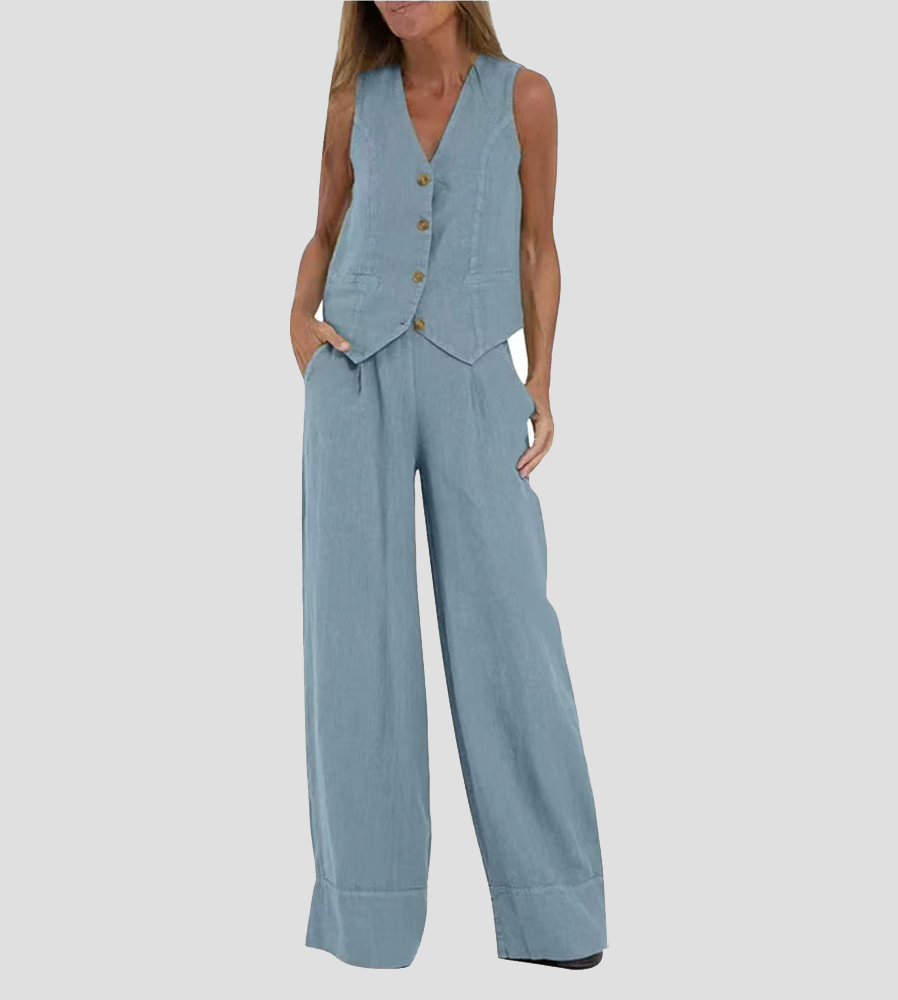 Aira | Ensemble Gilet Boutonné & Pantalon Large | Maya Deauville