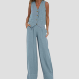 Aira | Ensemble Gilet Boutonné & Pantalon Large | Maya Deauville