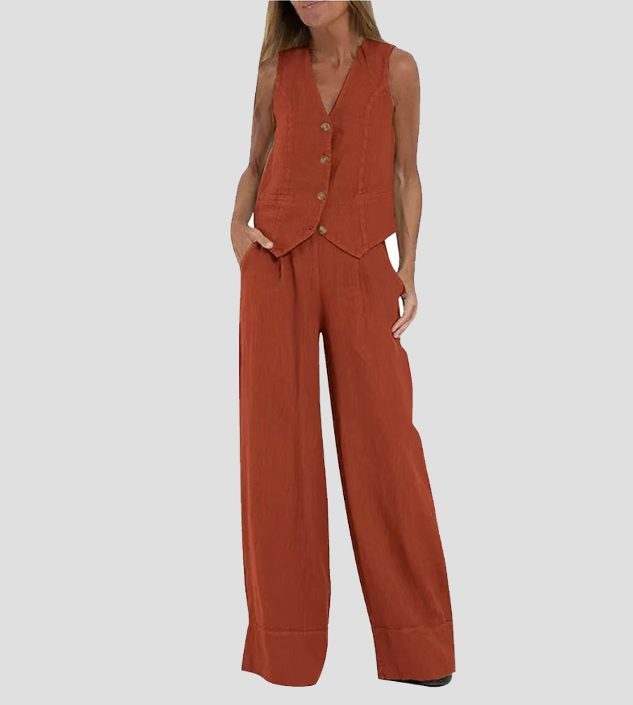 Aira | Ensemble Gilet Boutonné & Pantalon Large | Maya Deauville