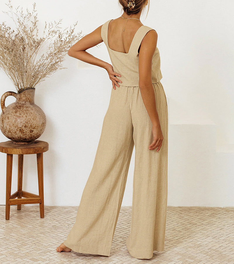 Megan | Ensemble Top Minimaliste et Pantalon Évasé | Maya Deauville