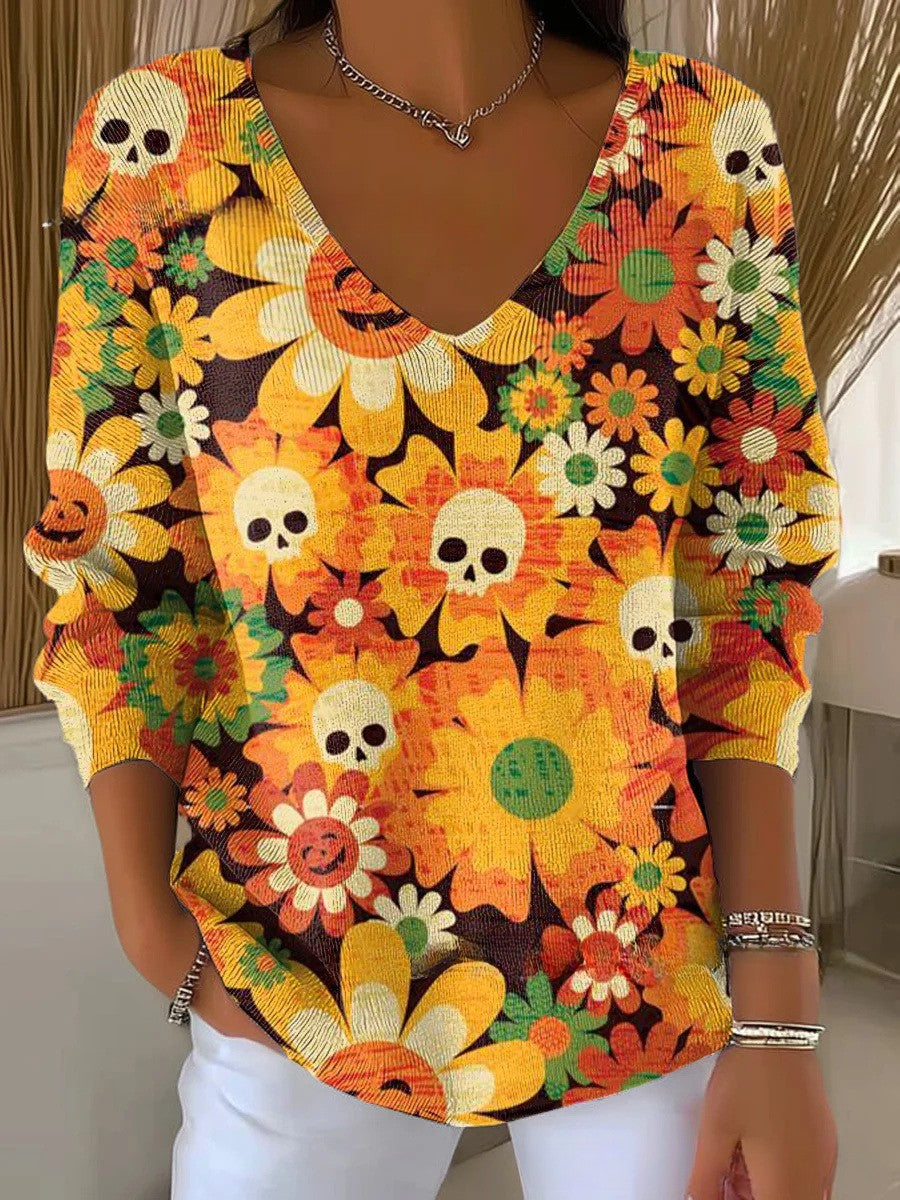 Béatrice – Pull coloré avec col en V | Maya Deauville