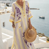 Robe Caftan "Mireille" – Bouquet de Provence | Maya Deauville