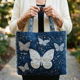 Sac cabas artisanal – papillon argenté