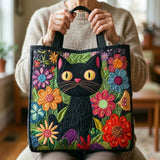 Sac cabas matelassé – chat noir enchanté
