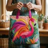 Sac cabas matelassé – flamant arc-en-ciel
