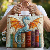 Sac cabas matelassé – dragon émeraude gardien des livres