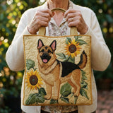 Sac cabas artisanal – berger allemand fleuri