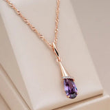 Collier élégant Goutte en Cristal Violet | Maya Deauville