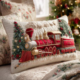Housse de coussin matelassée – Locomotive à vapeur festive
