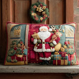 Housse de coussin matelassée – Accueil chaleureux du Père Noël