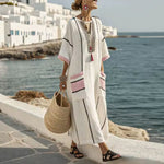 Robe Longue Estivale "Jade" avec Broderies Ethniques | Maya Deauville