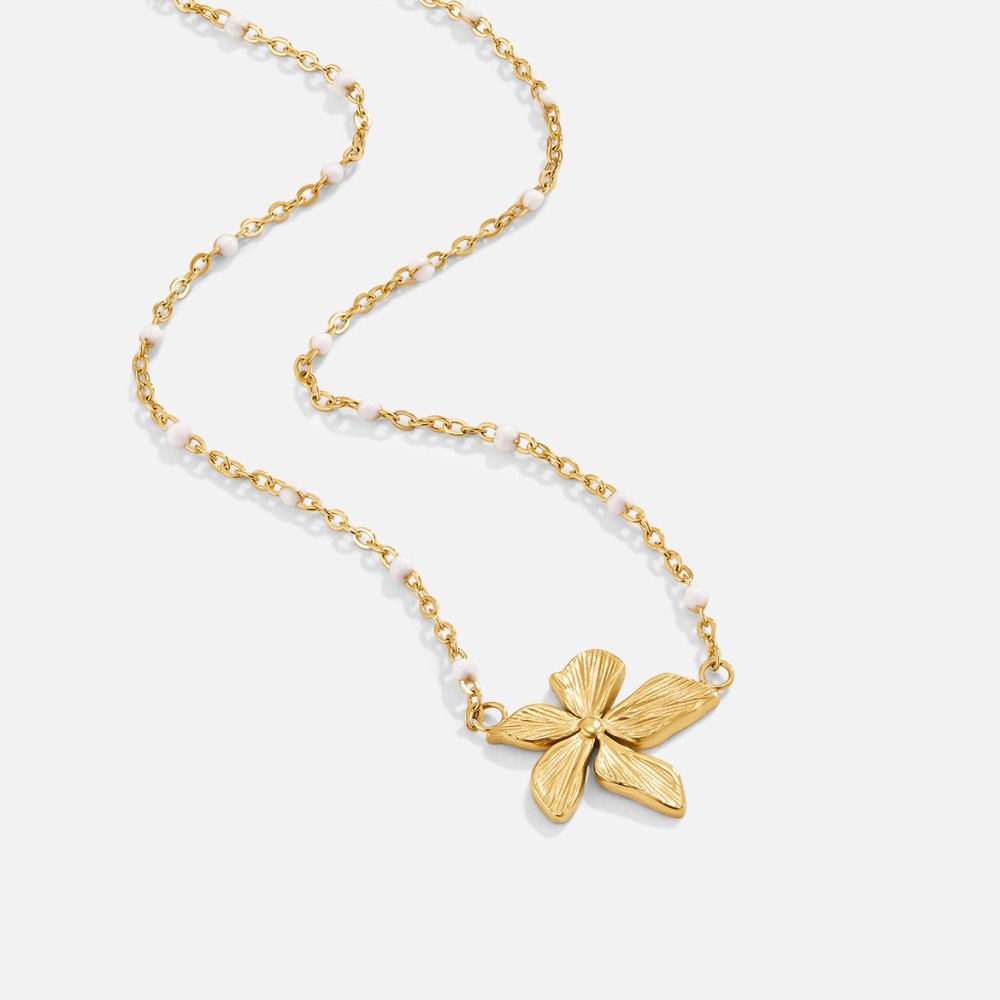 Collier élégant en Or Couleur avec Fleurs | Maya Deauville