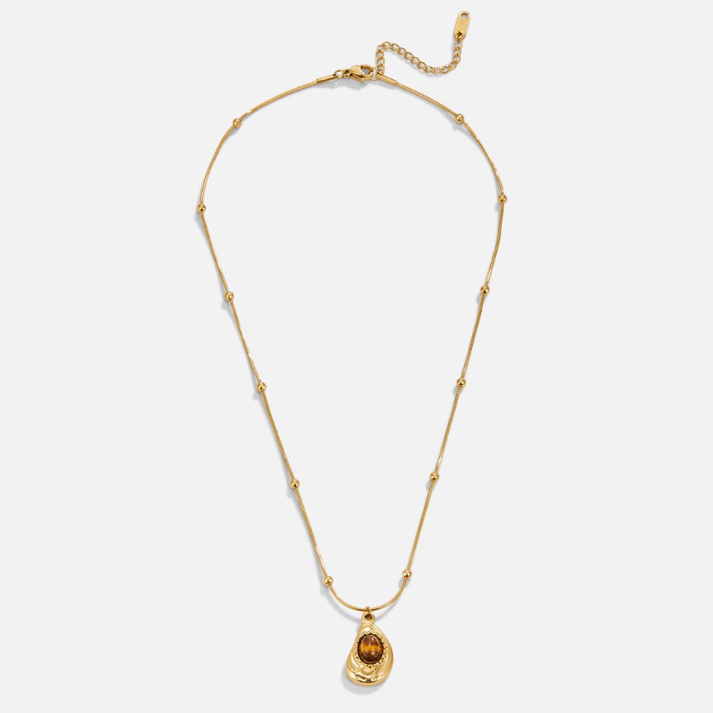 Collier élégant en Or avec Pierre Œil-de-Tigre | Maya Deauville