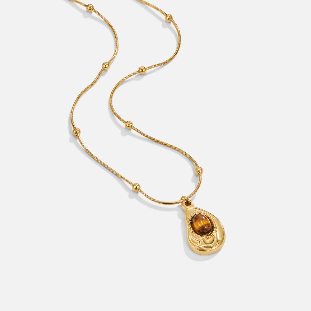 Collier élégant en Or avec Pierre Œil-de-Tigre | Maya Deauville