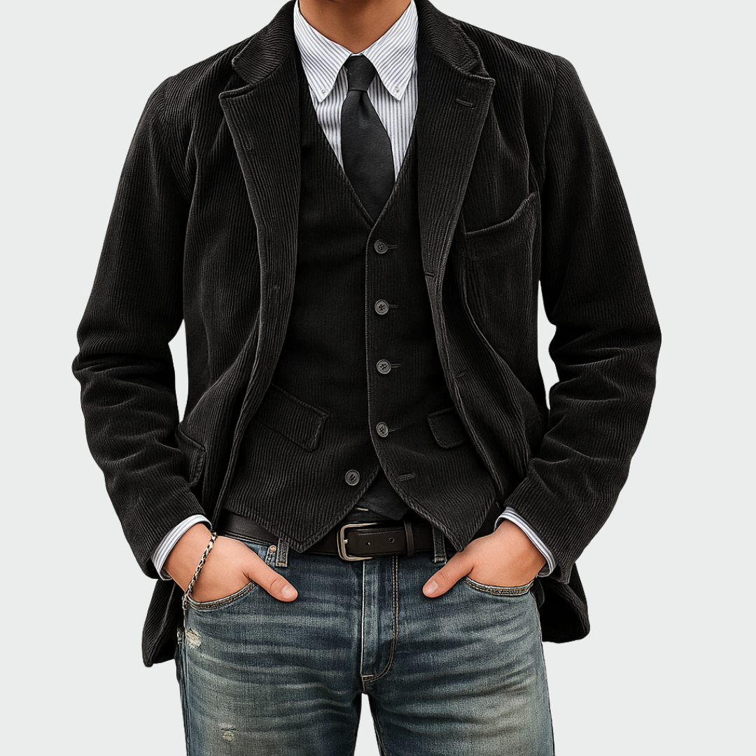Tommy™ | Ensemble 2 pièces : Blazer et Gilet en Velours | Maya Deauville