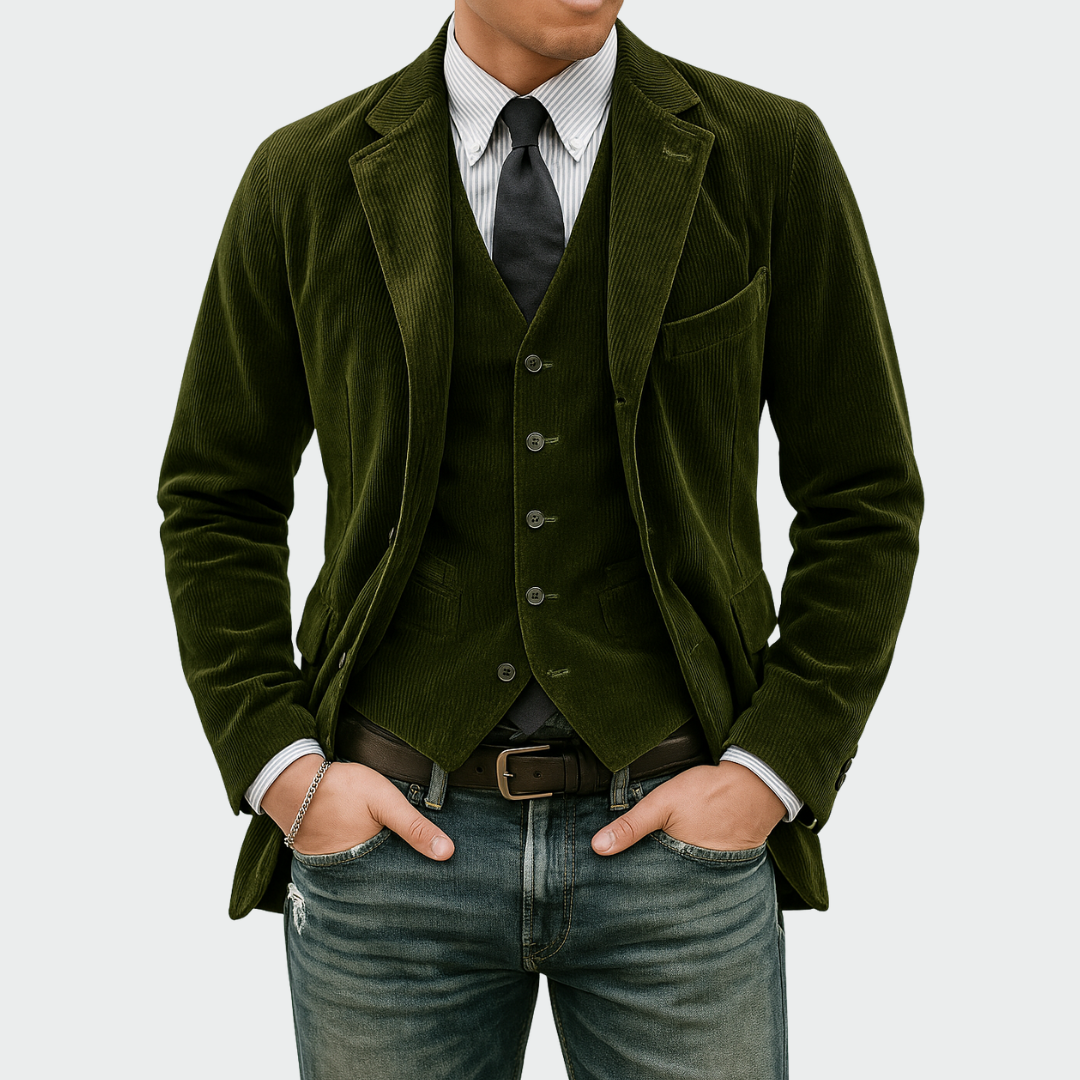 Tommy™ | Ensemble 2 pièces : Blazer et Gilet en Velours | Maya Deauville